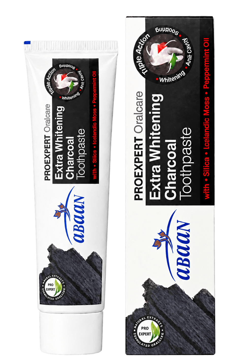 abaan PROEXPERT Extra Whitening Charcoal Toothpaste, 120 mL, SKU AB246