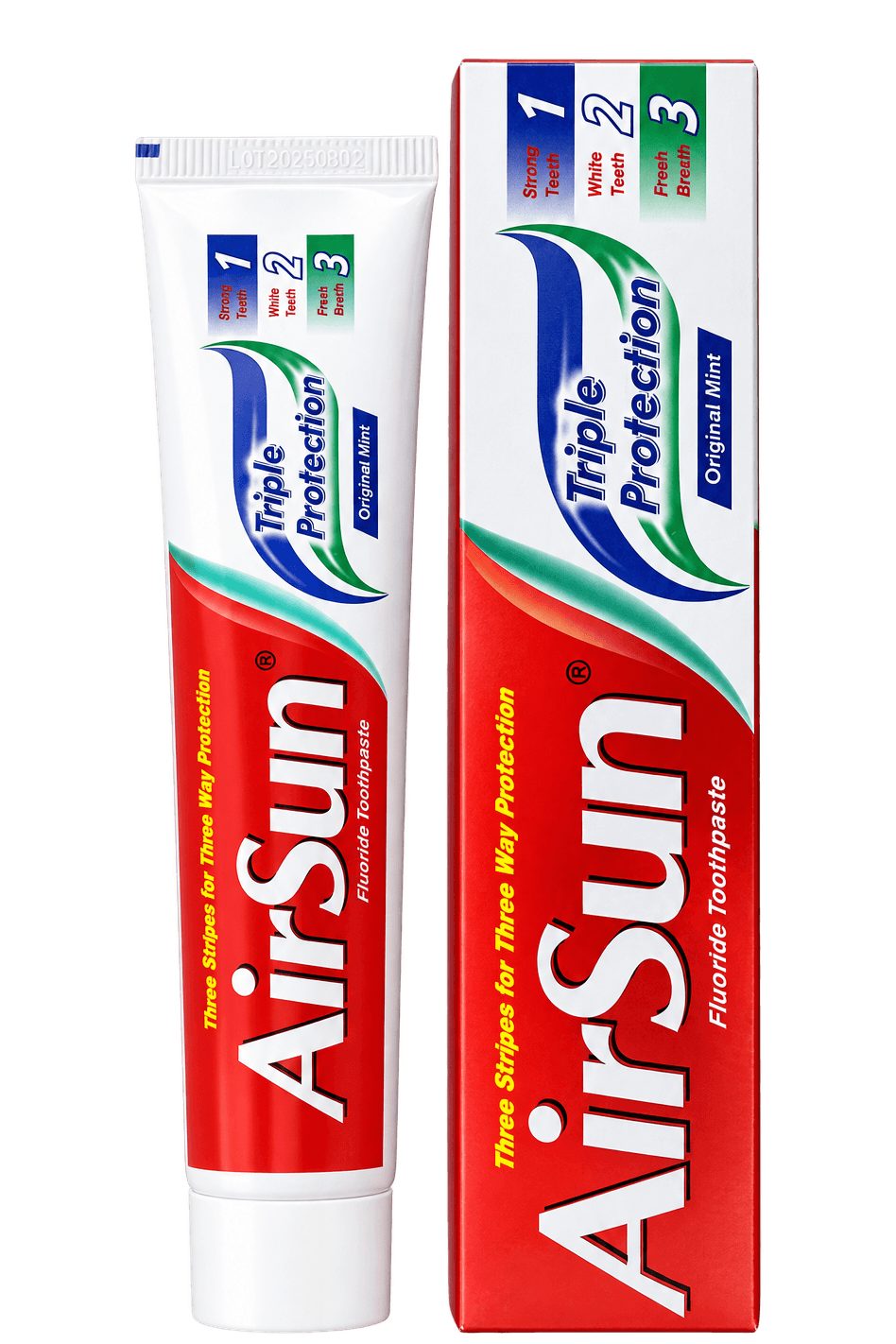 AirSun Triple Protection Fluoride Toothpaste, 120 g, SKU AS014