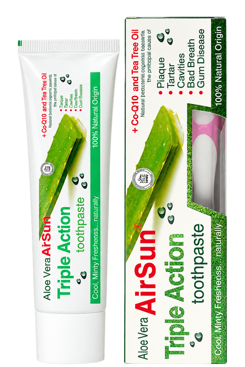 AirSun Aloe Vera Triple Action Toothpaste Set, 100 mL, SKU AS016-B
