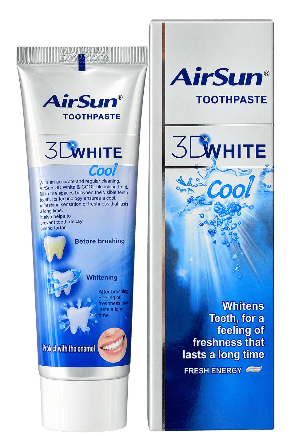 AirSun 3D White Cool Toothpaste, 75 mL, SKU AS023