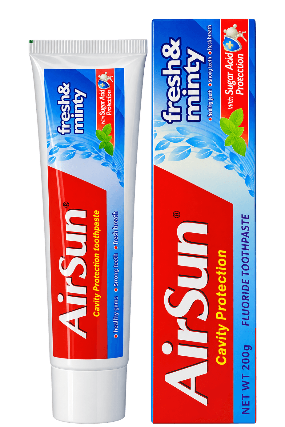 AirSun Cavity Protection Fresh & Minty Fluoride Toothpaste, 200 g, SKU AS048