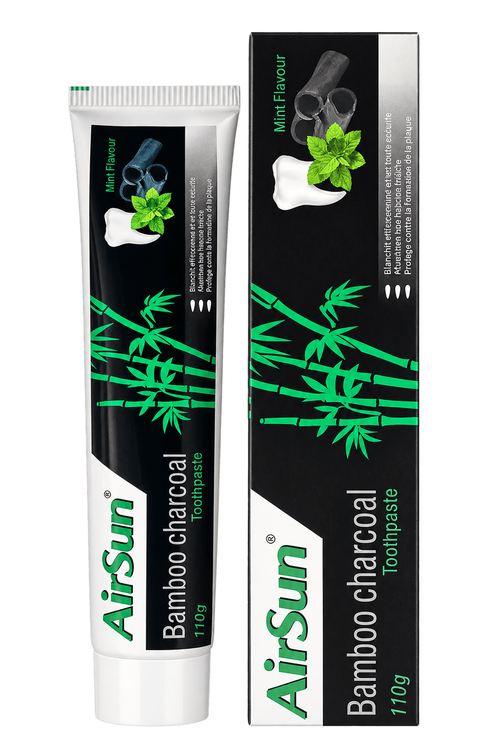 AirSun Bamboo Charcoal Toothpaste, 110 g, SKU AS243A